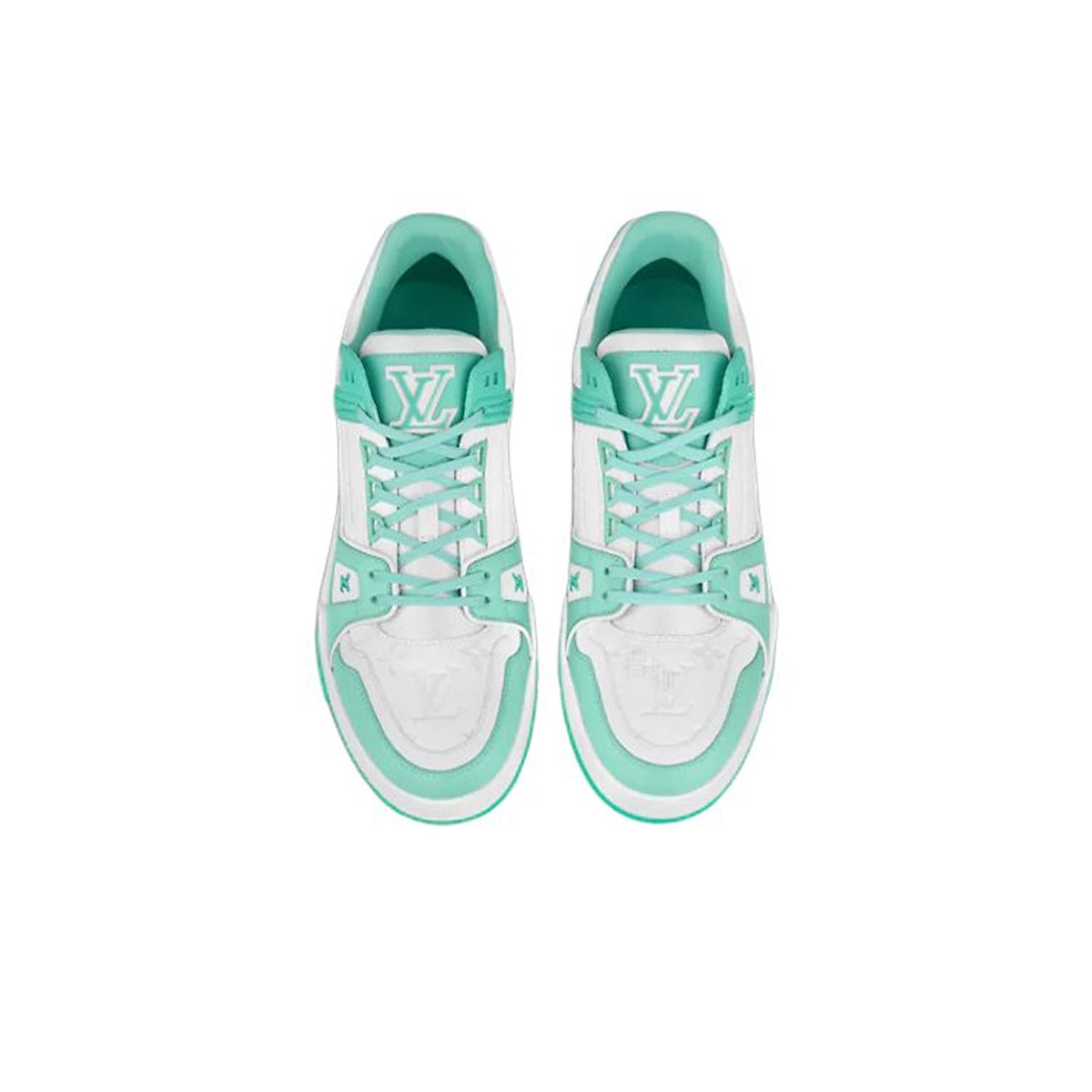 Louis Vuitton Trainer Men's Low-Top Sneakers, Tiffany Green & White