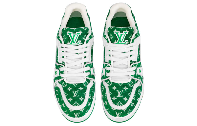 LOUIS VUITTON Trainer Green & White Monogram Sneakers