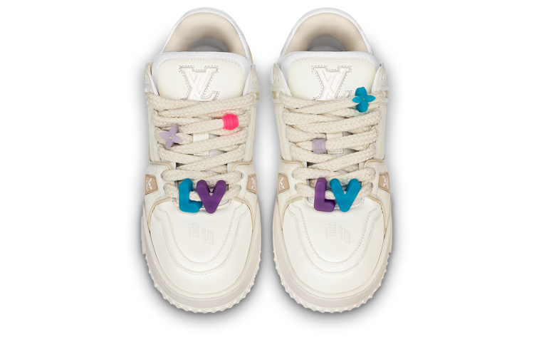LOUIS VUITTON Trainer Maxi Men's White & Blue Accent Sneakers