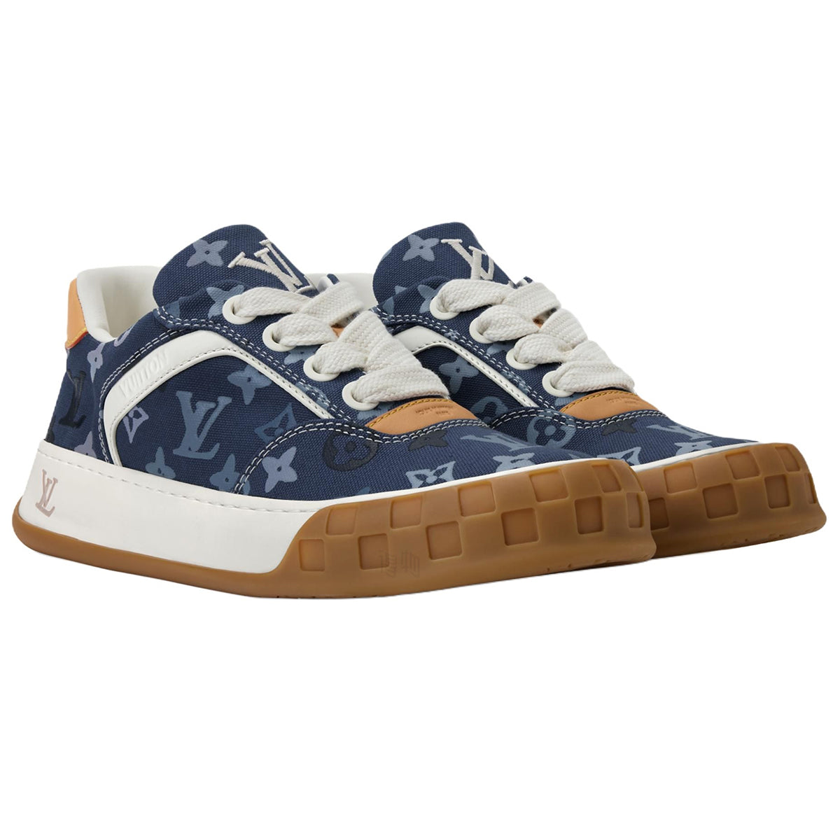 LOUIS VUITTON Tilted Men's Navy Monogram Low-Top Sneakers