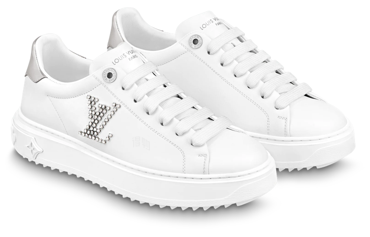 LOUIS VUITTON Time Out Women's White Leather Platform Sneakers