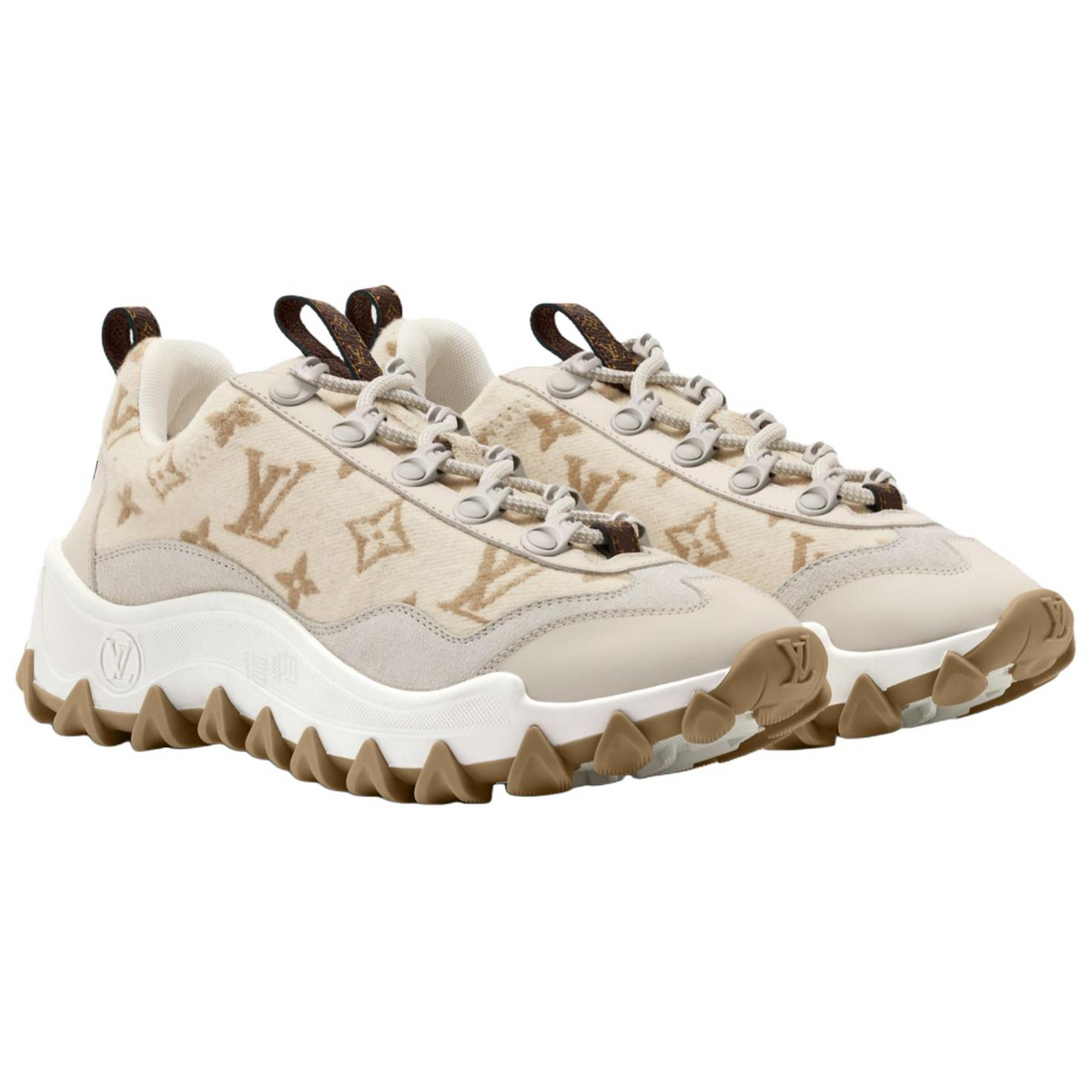 LOUIS VUITTON Rush Xplorer Women's Beige Monogram Wool Sneakers