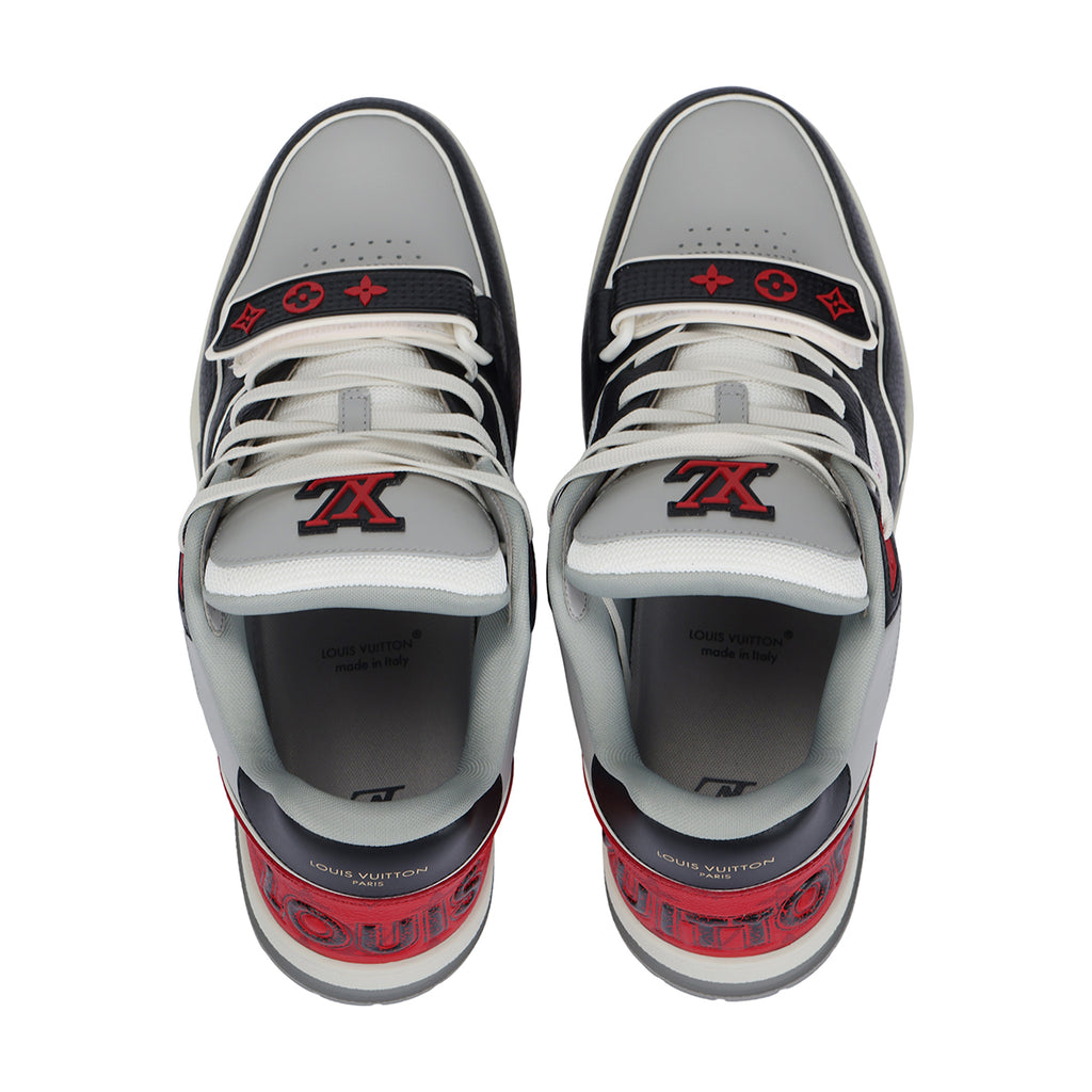 Louis Vuitton Trainer Men's Low-Top Sneakers, Black, Red & White