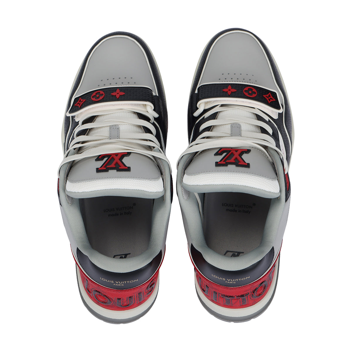 Louis Vuitton Trainer Men's Low-Top Sneakers, Black, Red & White