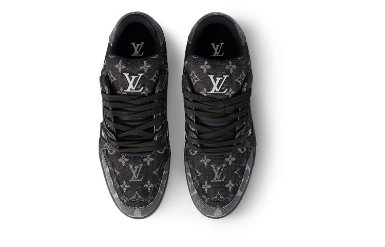 LOUIS VUITTON Trainer Unisex Black & Grey Monogram Denim Sneakers