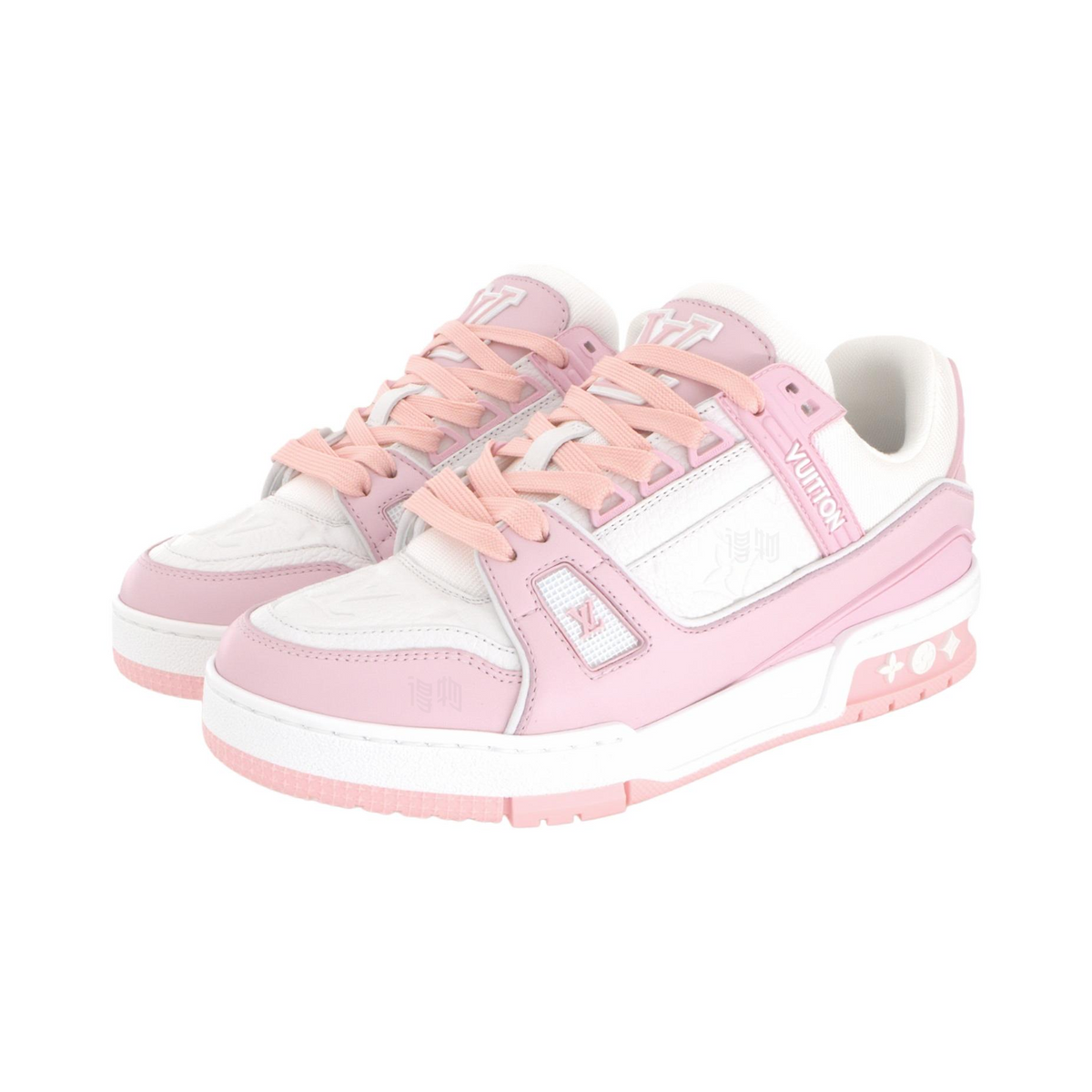 LV Trainer Unisex Low-Top Sneakers, Rose Pink & White
