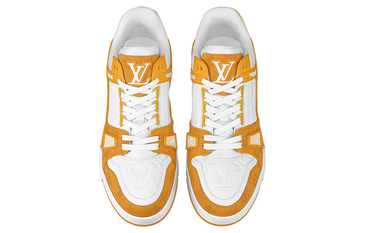 LOUIS VUITTON Trainer Men's Orange Yellow & White Monogram Sneakers