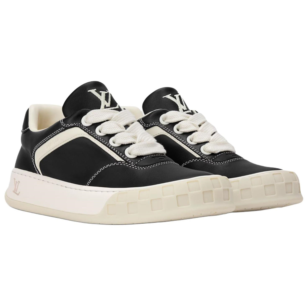 LOUIS VUITTON Tilted Men's Black Calfskin Low-Top Sneakers