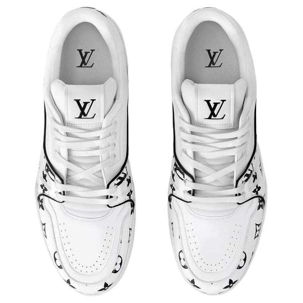 Louis Vuitton Trainer Men's Low-Top Leather Sneakers, White & Black
