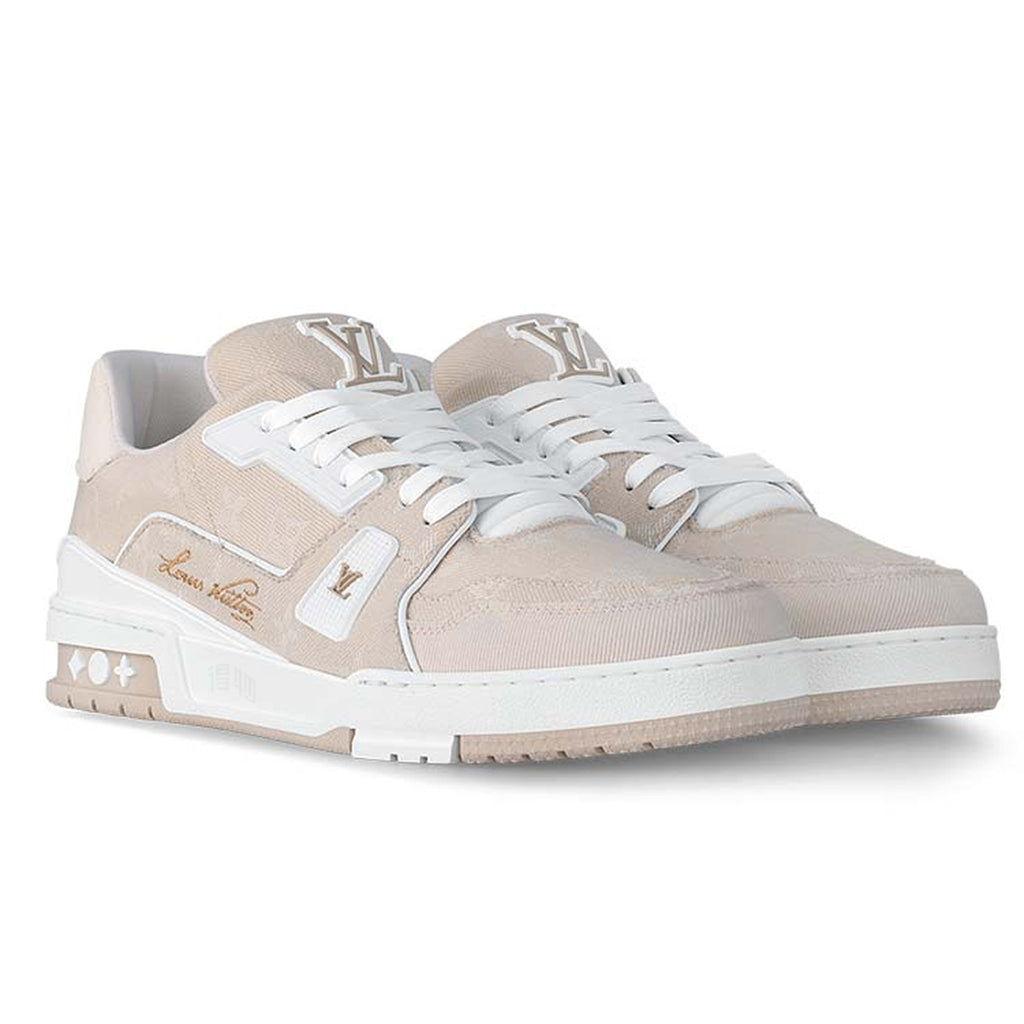 Louis Vuitton Trainer Unisex Low-Top Sneakers, Beige & White
