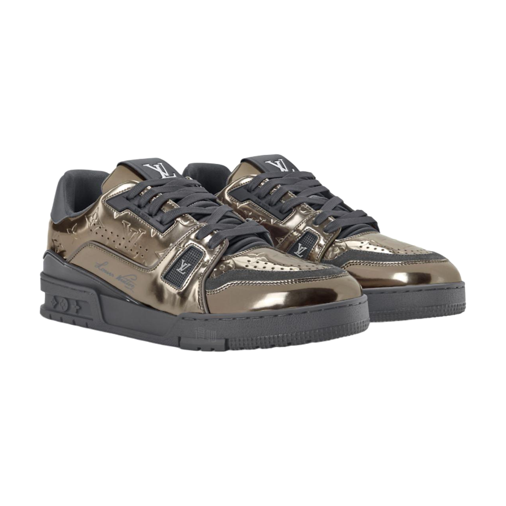 LOUIS VUITTON Trainer Men's Metallic Grey & Gold Sneakers