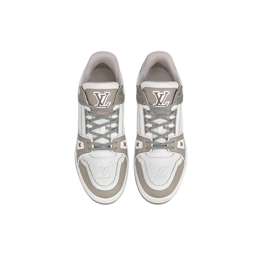 LV Trainer Men's Low-Top Sneakers, Grey & White