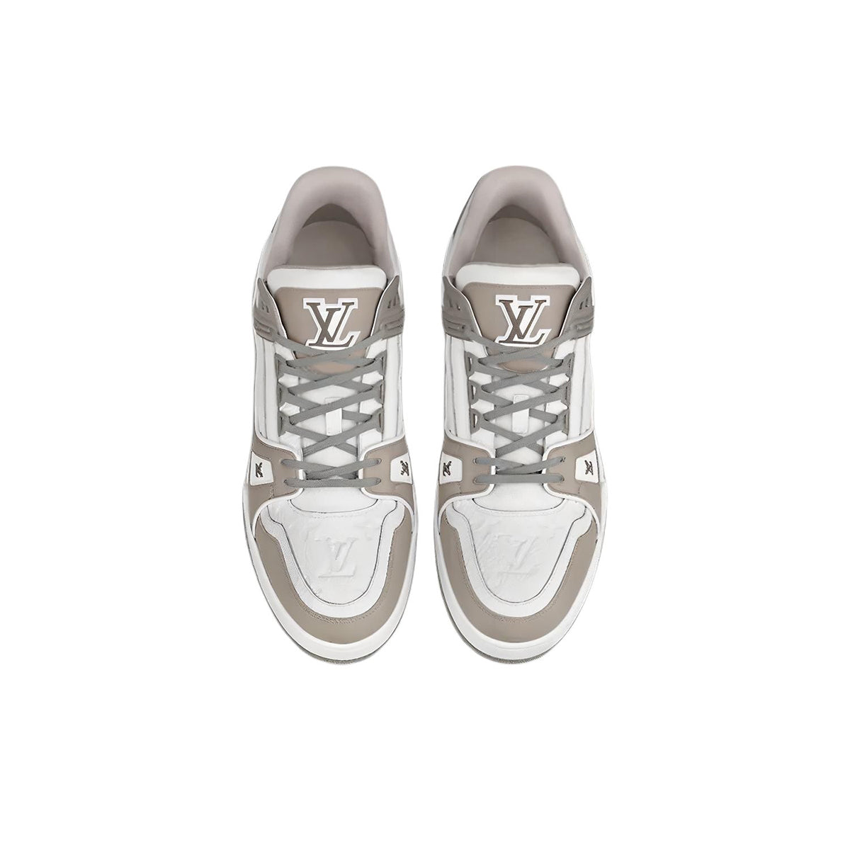 LV Trainer Men's Low-Top Sneakers, Grey & White
