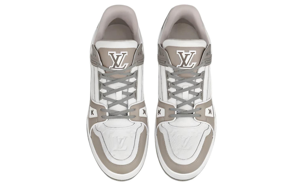 LOUIS VUITTON Trainer Men's Taupe & White Low-Top Sneakers