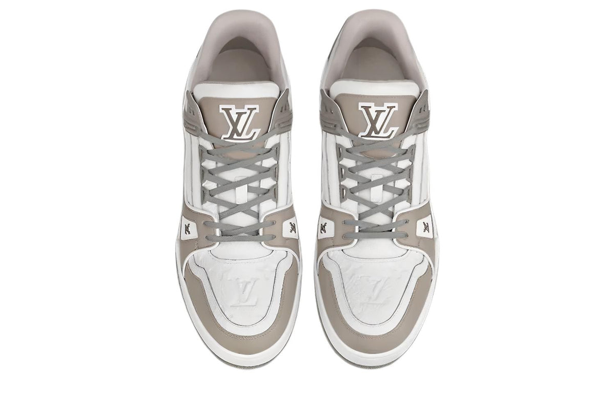 LOUIS VUITTON Trainer Men's Taupe & White Low-Top Sneakers