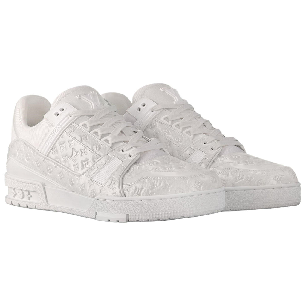 Louis Vuitton Trainer Men's White Embossed Calfskin Sneakers