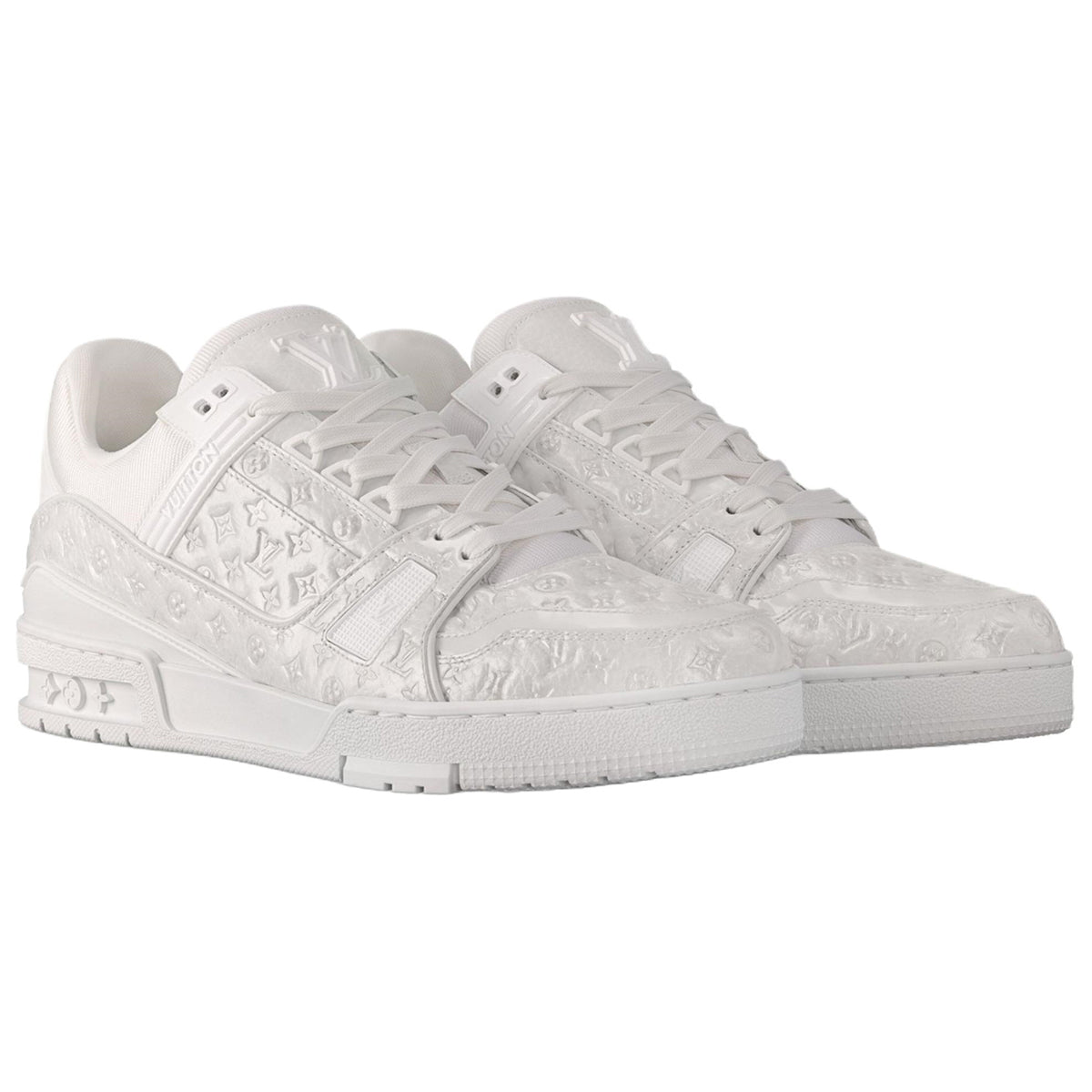 Louis Vuitton Trainer Men's White Embossed Calfskin Sneakers