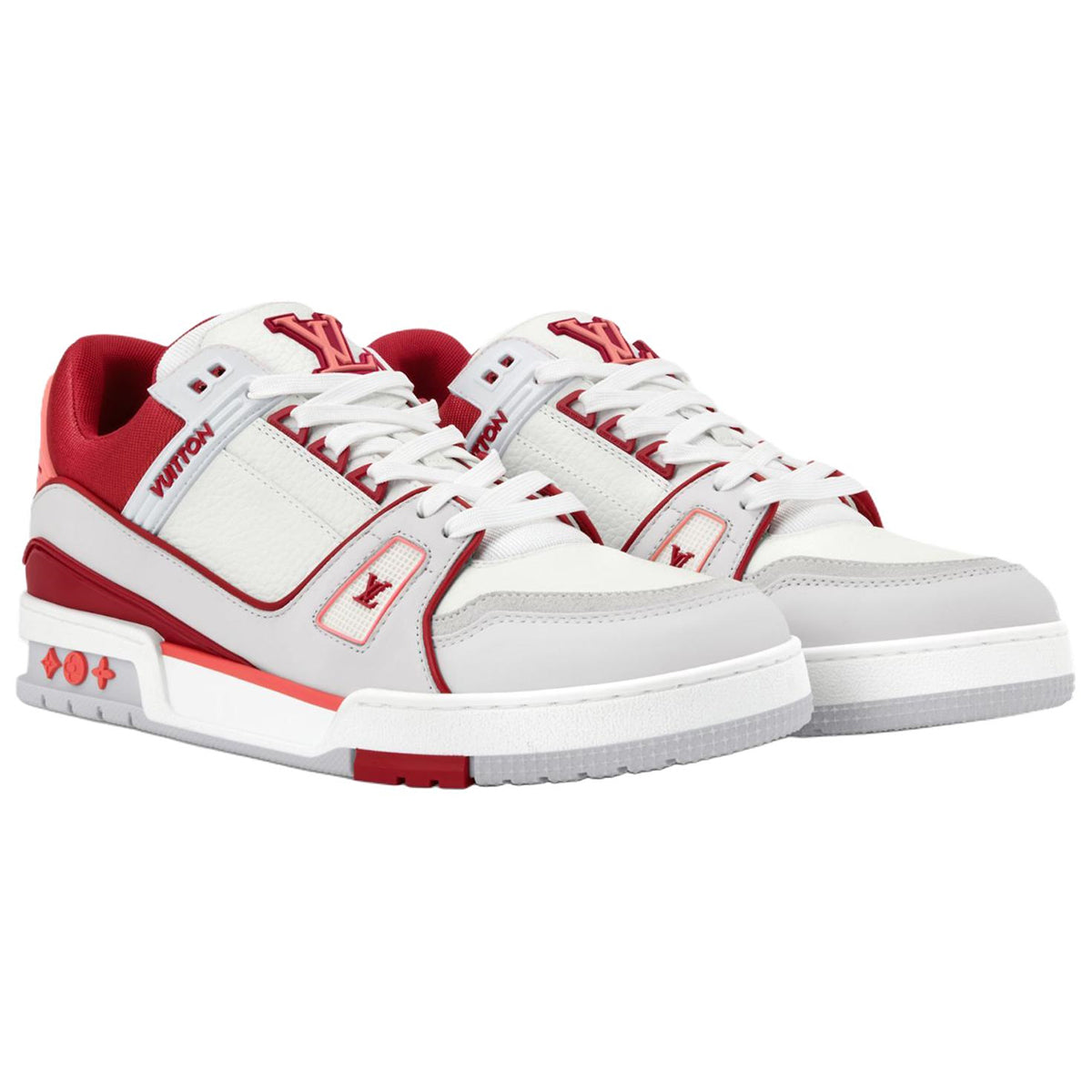 Louis Vuitton Trainer Men's White & Red Calfskin Sneakers