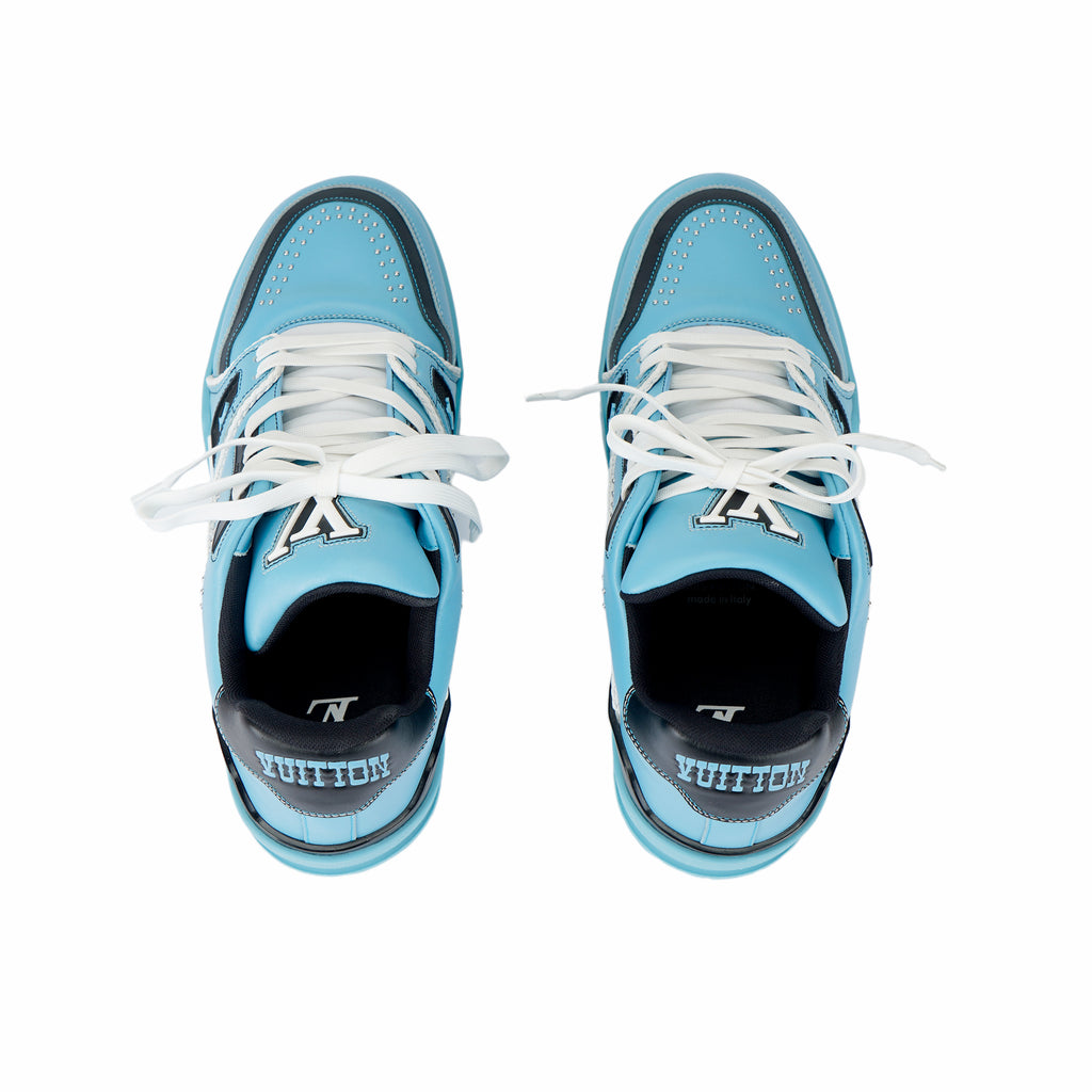 LOUIS VUITTON Trainer Unisex Light Blue & Black Low-Top Sneakers
