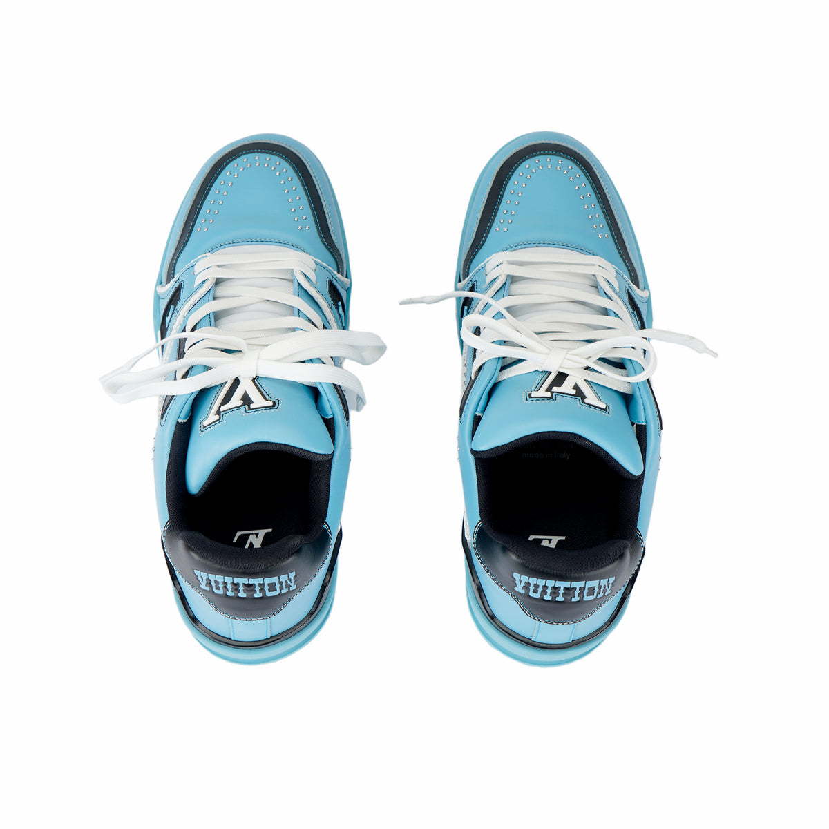 LOUIS VUITTON Trainer Unisex Light Blue & Black Low-Top Sneakers