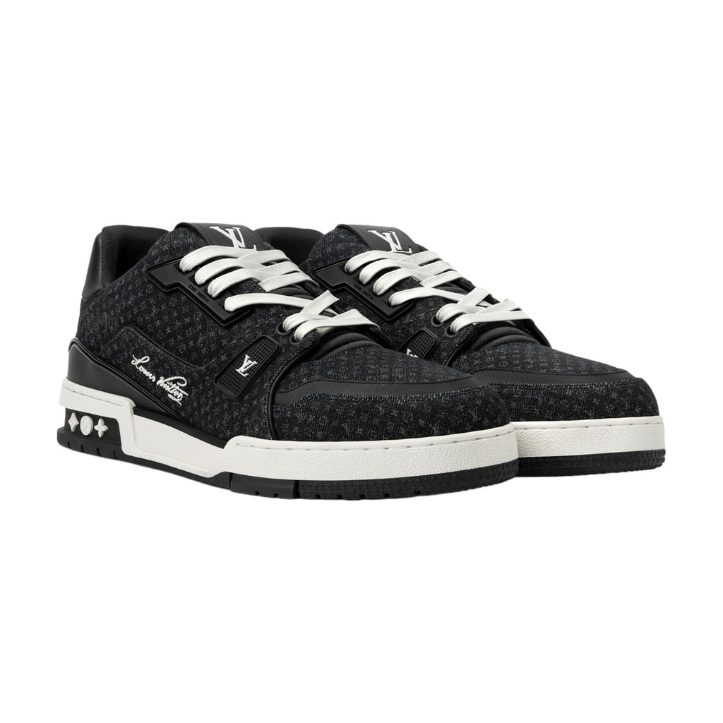 LOUIS VUITTON Trainer Men's Black Monogram Denim Sneakers
