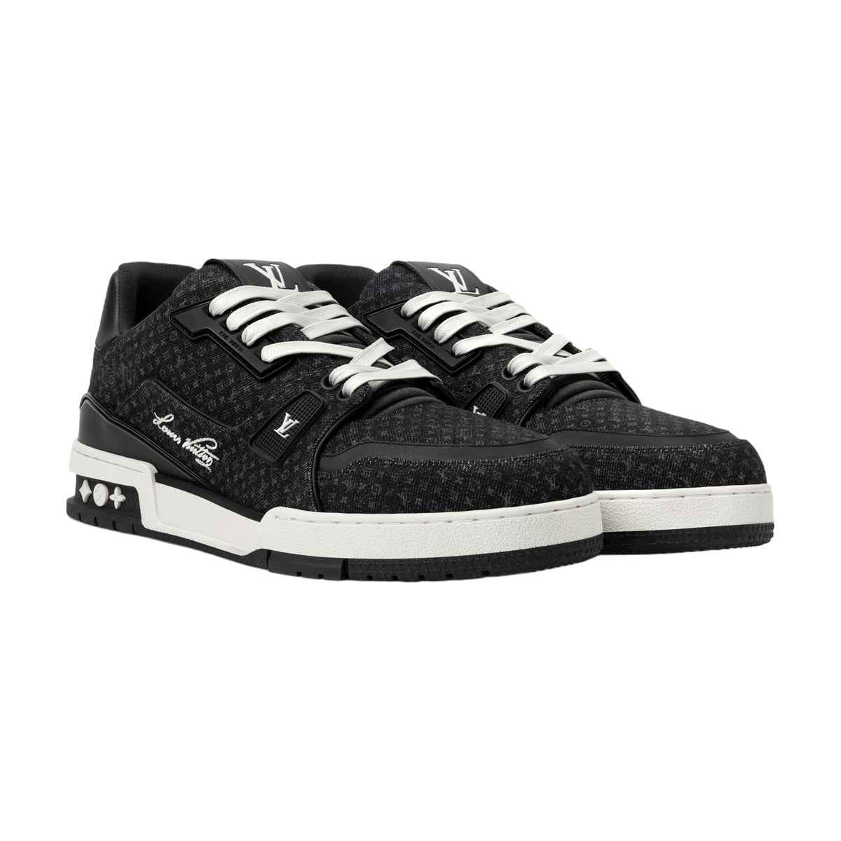 LOUIS VUITTON Trainer Men's Black Monogram Denim Sneakers