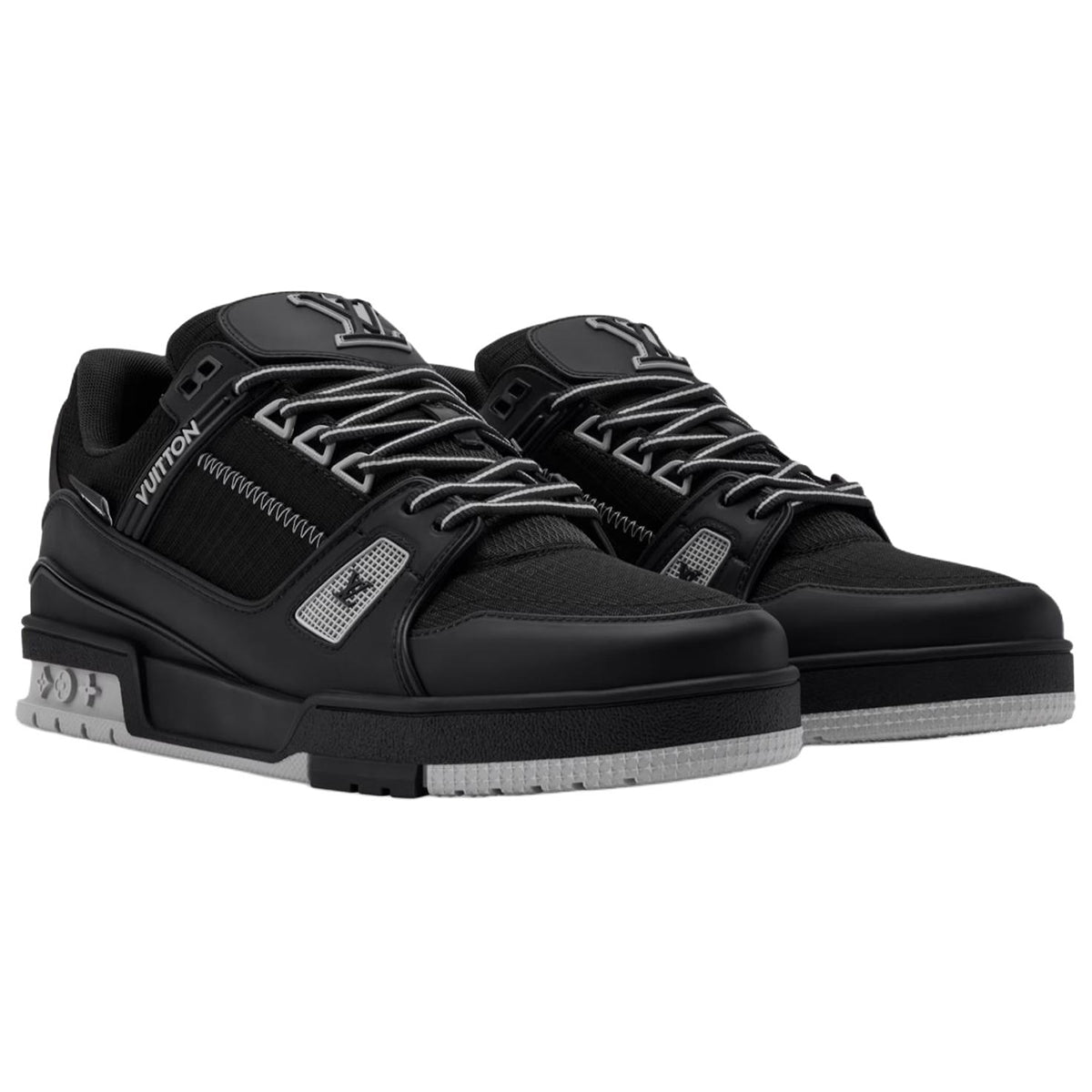 Louis Vuitton Trainer Men's Black Sneakers with Gray Sole