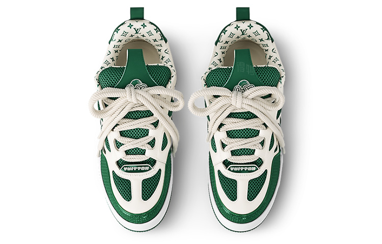 LOUIS VUITTON Skate Unisex Green & White Low-Top Sneakers