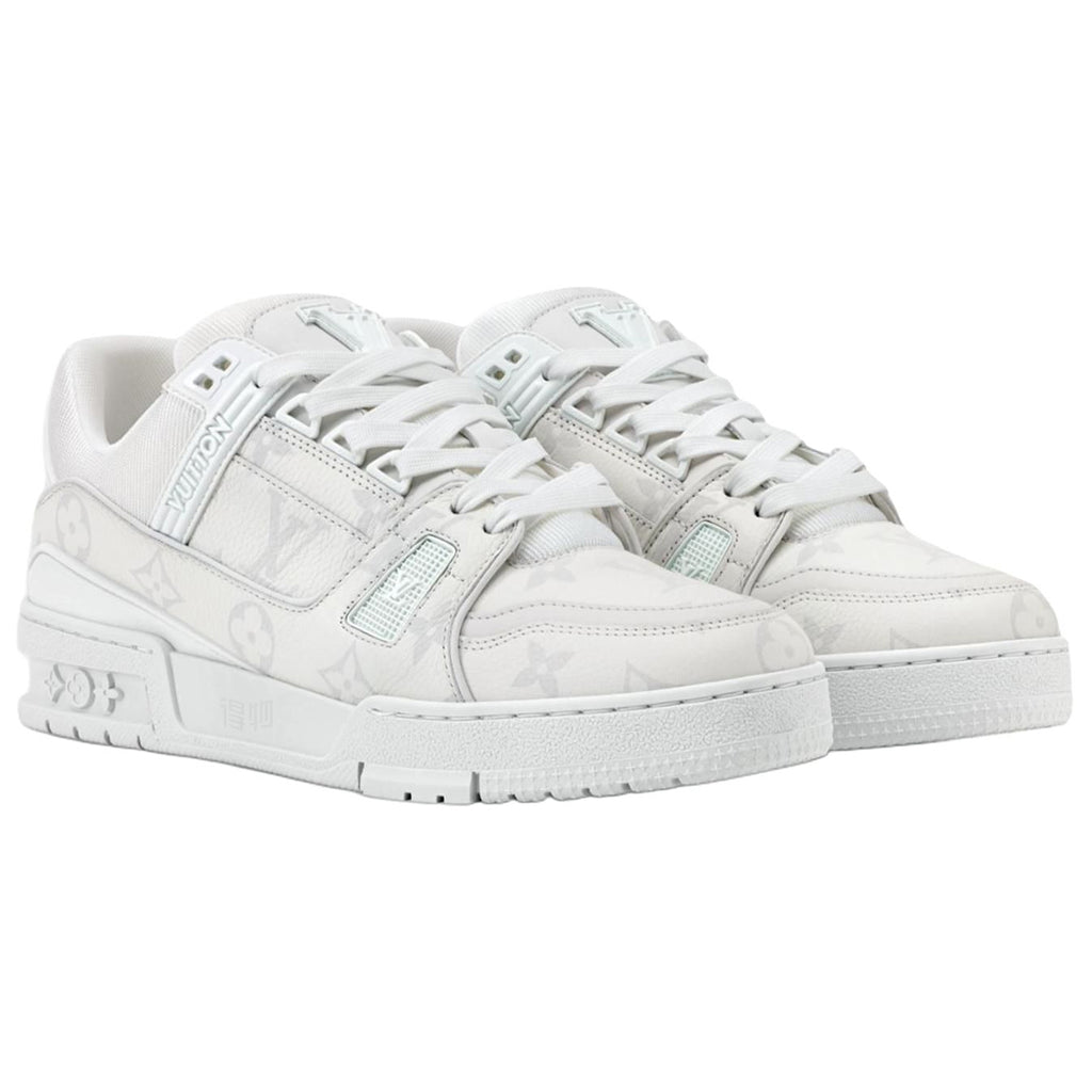Louis Vuitton Trainer Women's Leather Sneakers, White & Gray