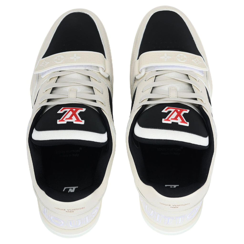 Louis Vuitton Trainer Men's Low-Top Leather Sneakers, Black & White