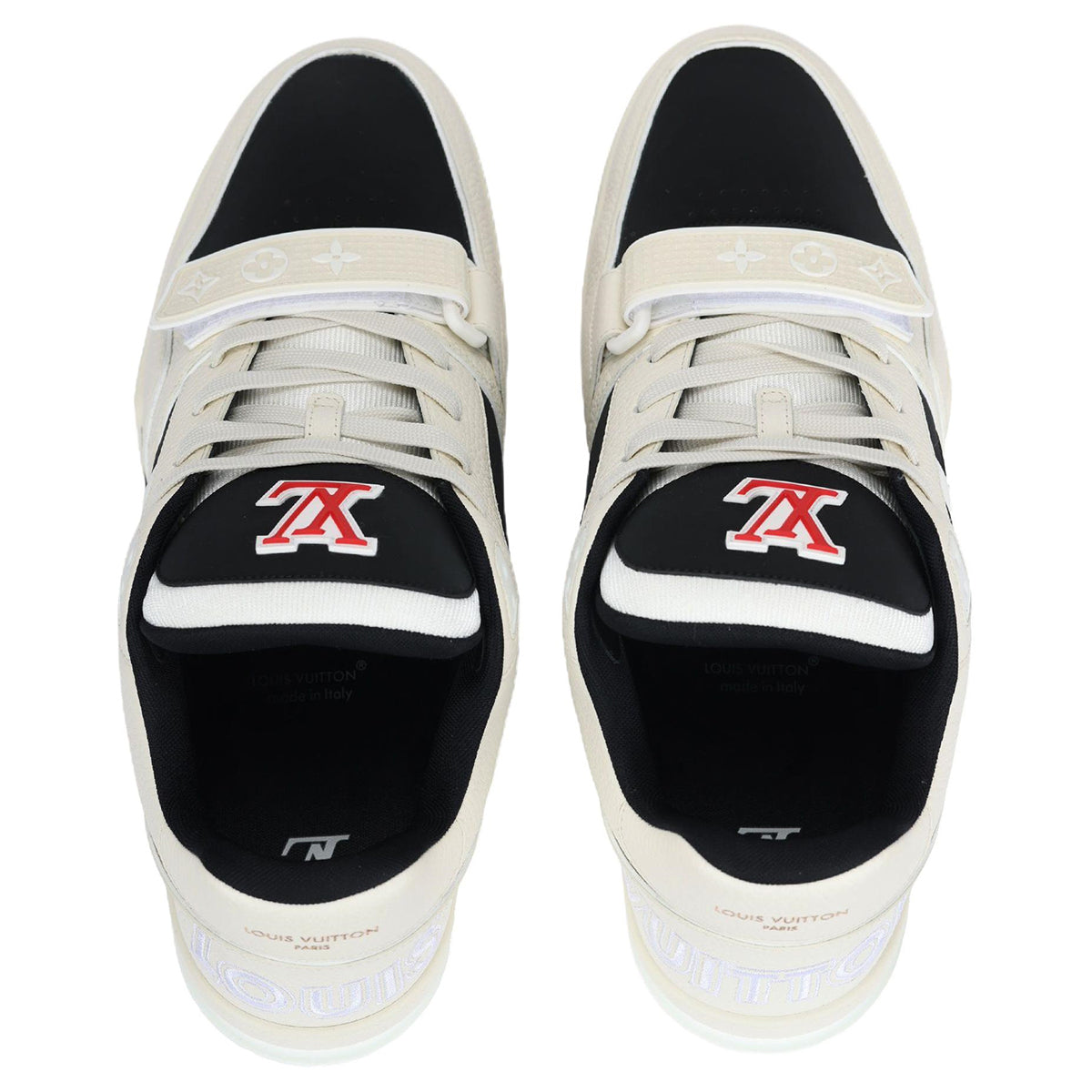 Louis Vuitton Trainer Men's Low-Top Leather Sneakers, Black & White