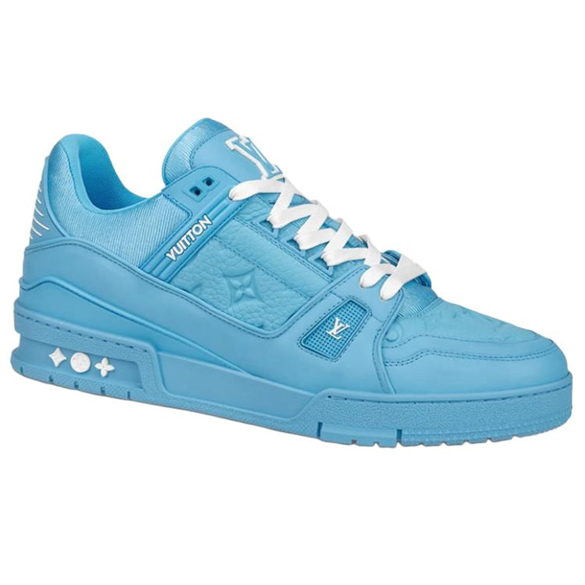Louis Vuitton Trainer Unisex Low-Top Leather Sneakers, Light Blue