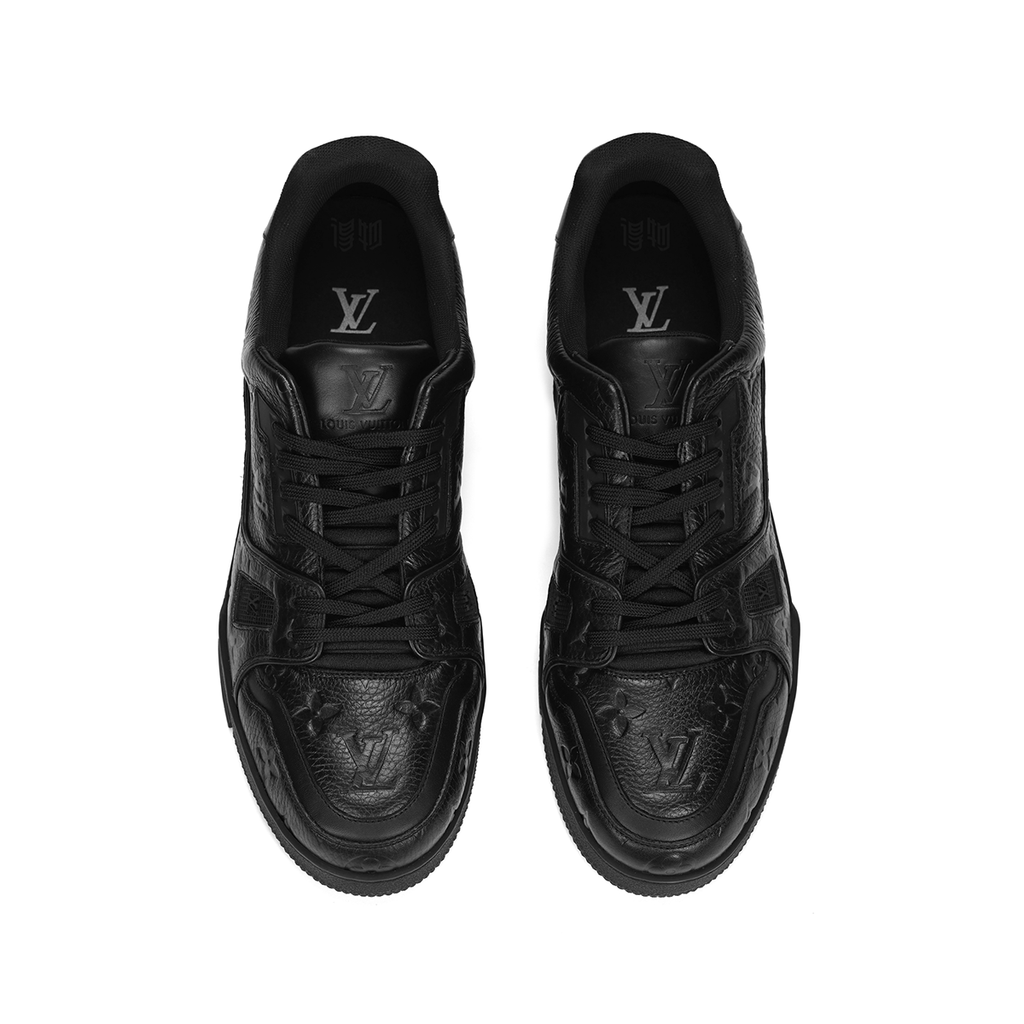Louis Vuitton Trainer Men's Black Grained Calfskin Low-Top Sneakers