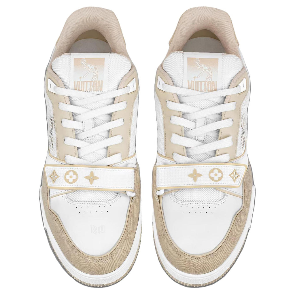 Louis Vuitton Trainer Men's Leather Sneakers, White & Beige