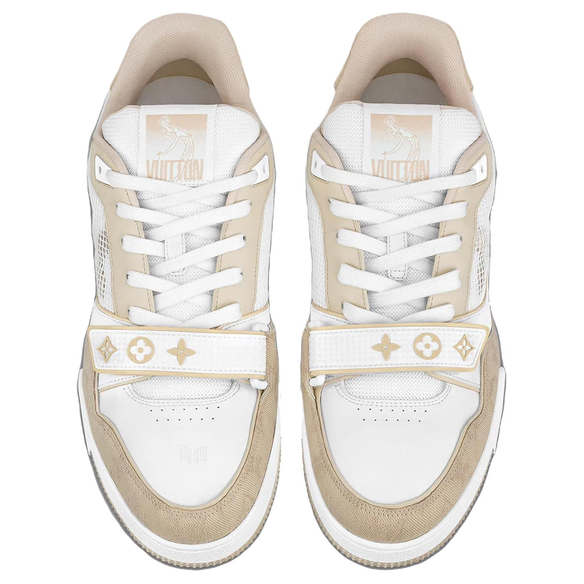 Louis Vuitton Trainer Men's Leather Sneakers, White & Beige
