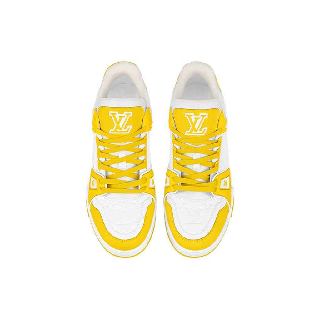 Louis Vuitton Trainer Unisex Low-Top Sneakers, Yellow & White Leather