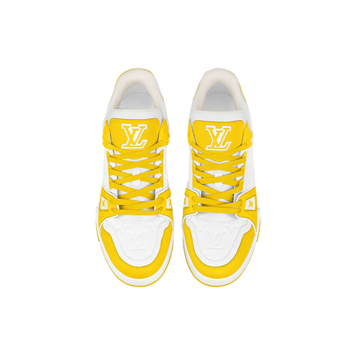 Louis Vuitton Trainer Unisex Low-Top Sneakers, Yellow & White Leather