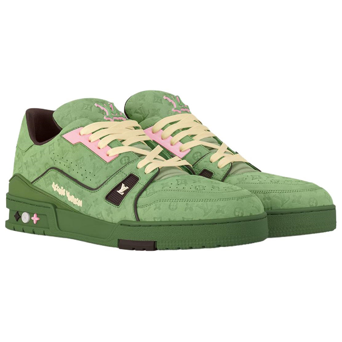Louis Vuitton x Tyler Trainer Men's Low-Top Sneakers, Green & Pink