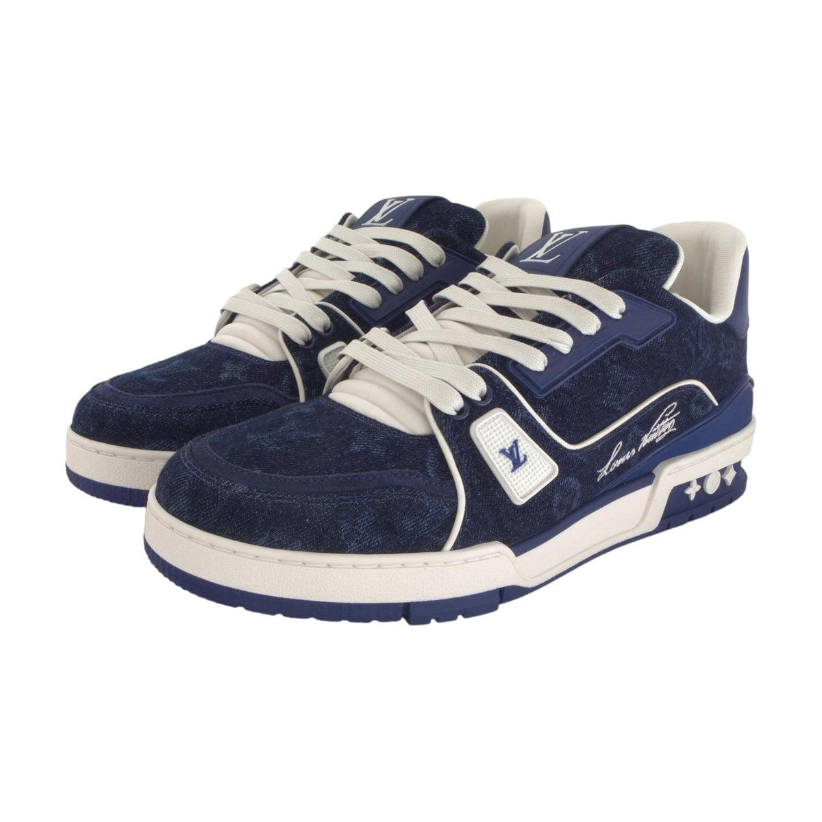 LOUIS VUITTON Trainer Men's Blue Monogram Denim Sneakers