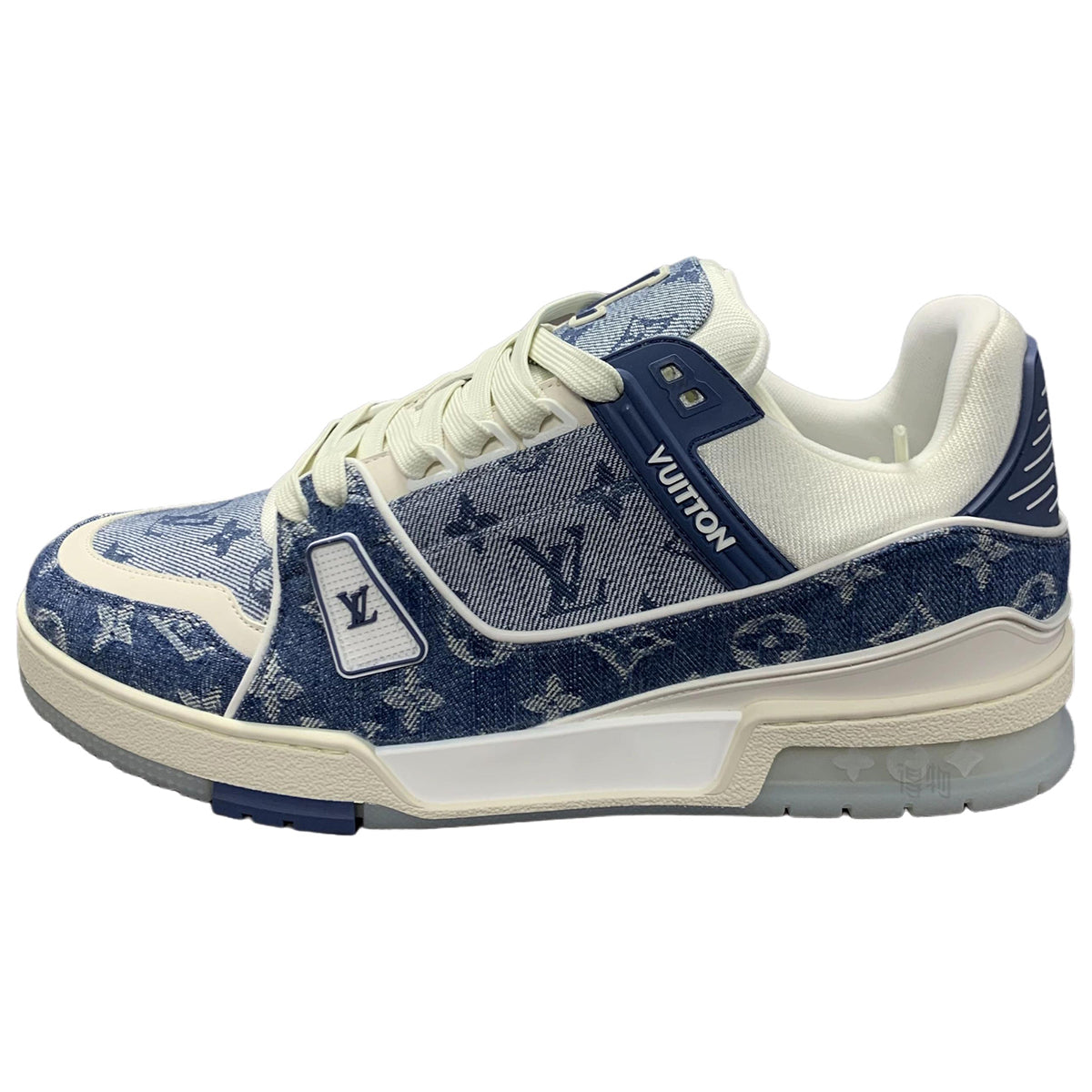 Louis Vuitton Trainer Unisex Low-Top Leather Sneakers, Blue & White