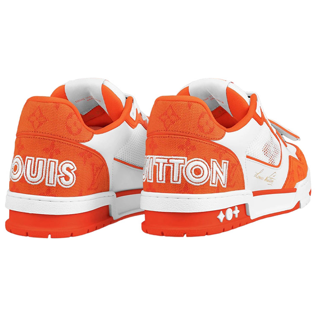 Louis Vuitton Trainer Men's Low-Top Sneakers, White & Orange