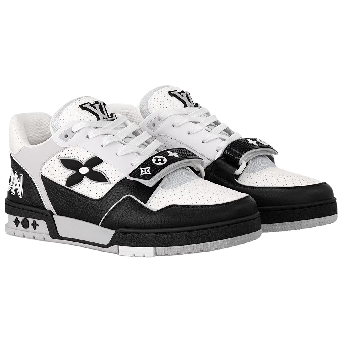 Louis Vuitton Trainer Men's Black & White Leather Low-Top Sneakers