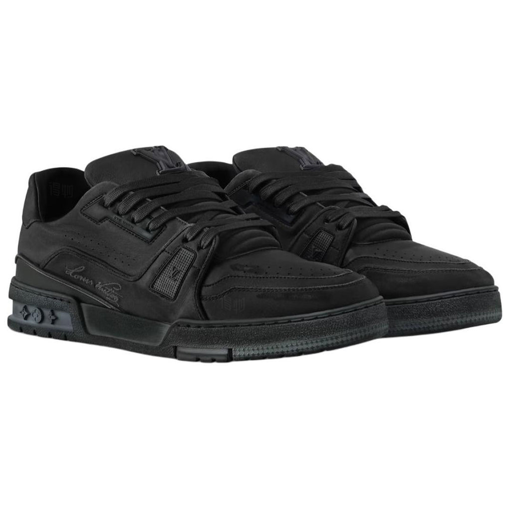 Louis Vuitton Trainer Men's Low-Top Calfskin Sneakers, Black