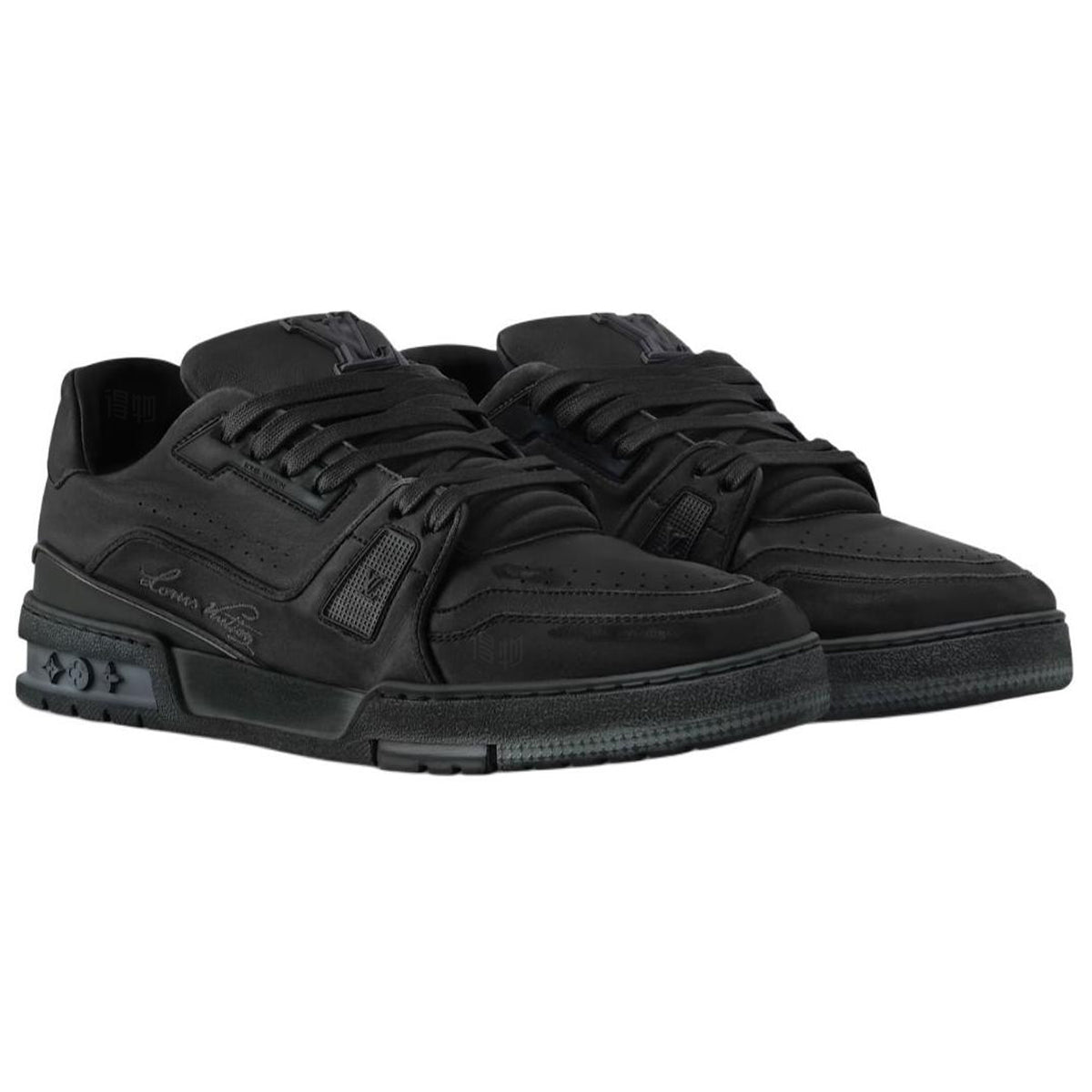 Louis Vuitton Trainer Men's Low-Top Calfskin Sneakers, Black