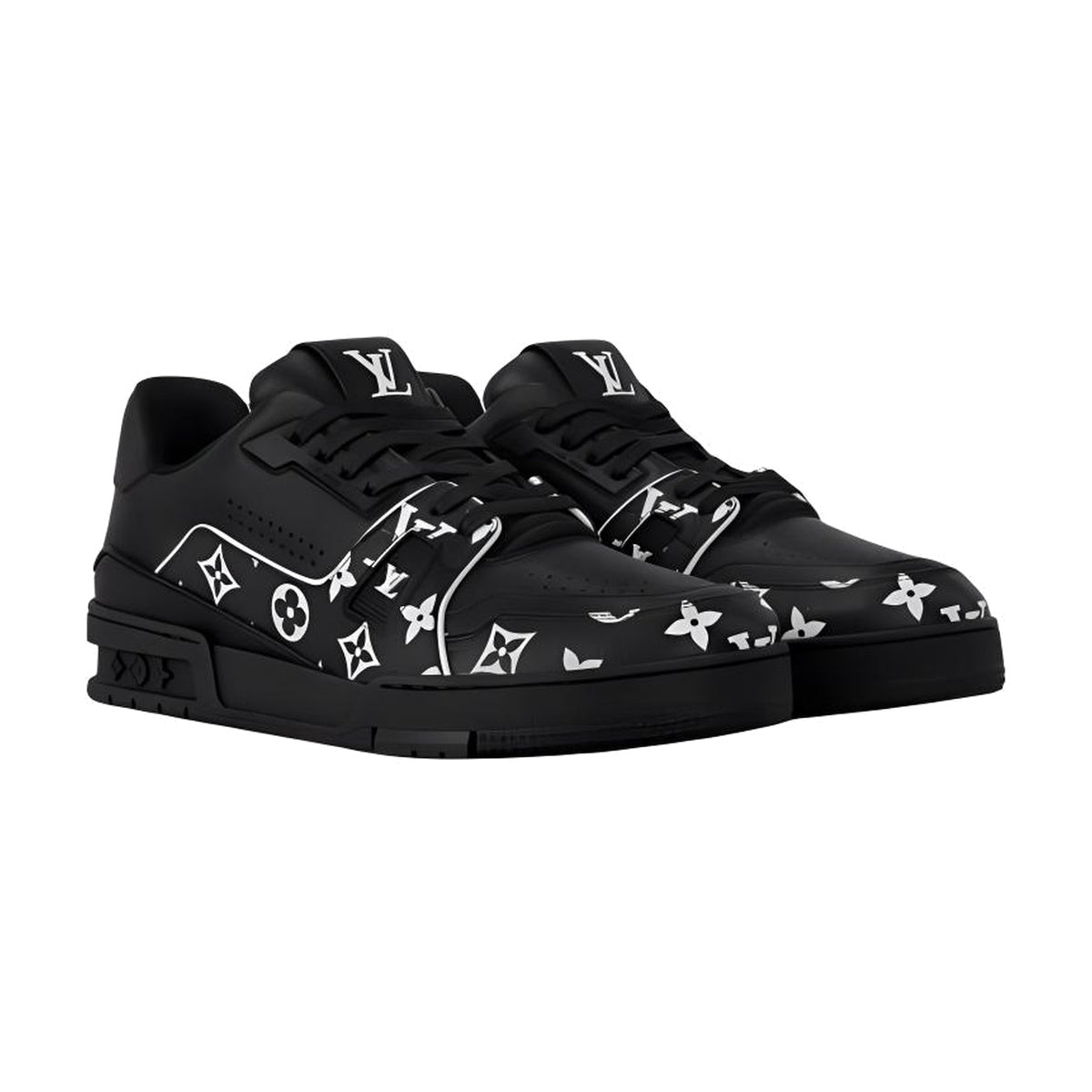 LOUIS VUITTON Trainer Men's Black & White Monogram Sneakers
