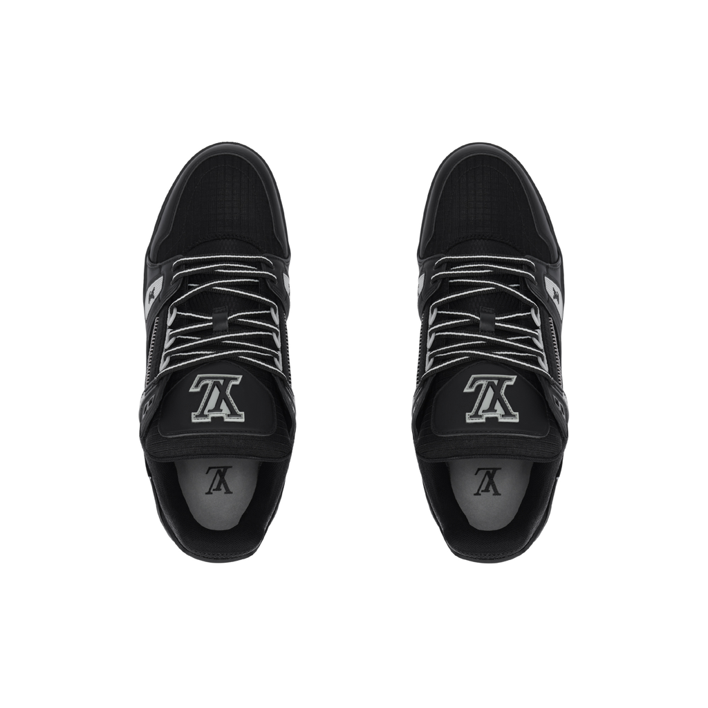 LOUIS VUITTON Trainer Men's Black Low-Top Sneakers with White Details