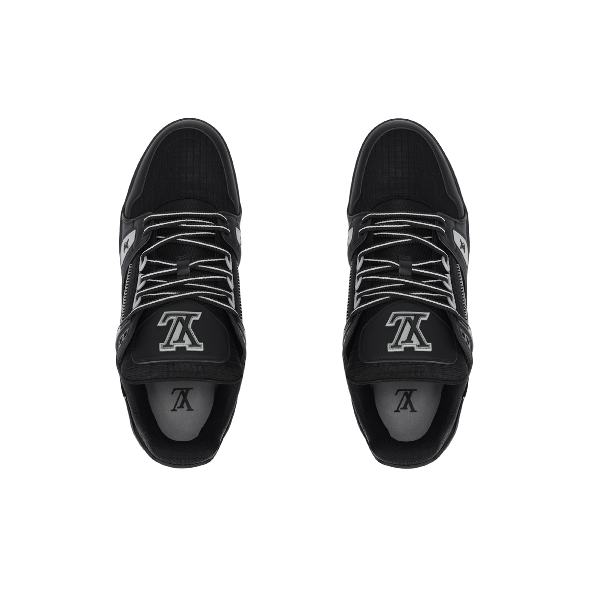LOUIS VUITTON Trainer Men's Black Low-Top Sneakers with White Details