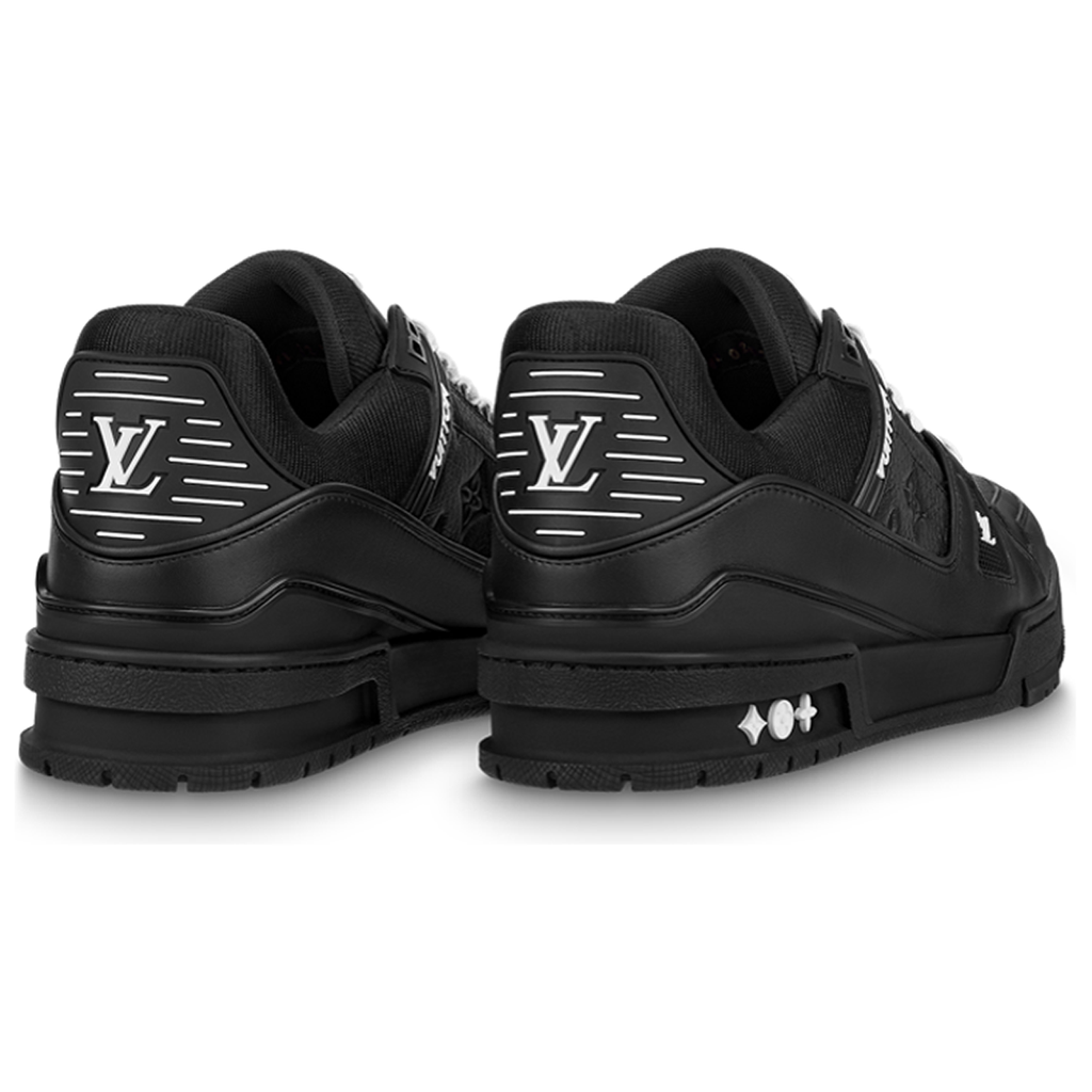 LV Trainer Men's Low-Top Sneakers, Black Leather