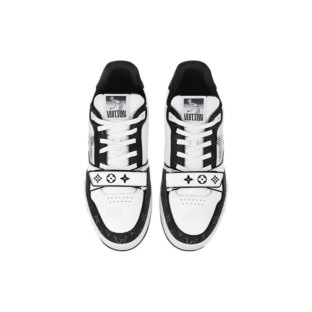 Louis Vuitton Trainer Unisex Low-Top Calfskin Sneakers, Black & White