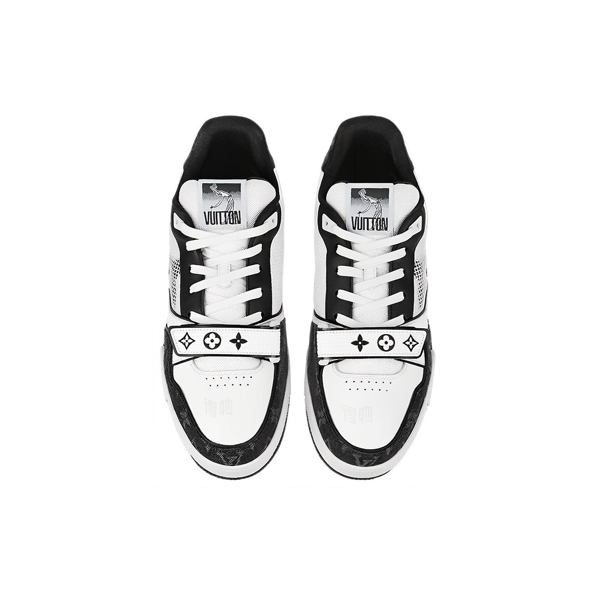 Louis Vuitton Trainer Unisex Low-Top Calfskin Sneakers, Black & White